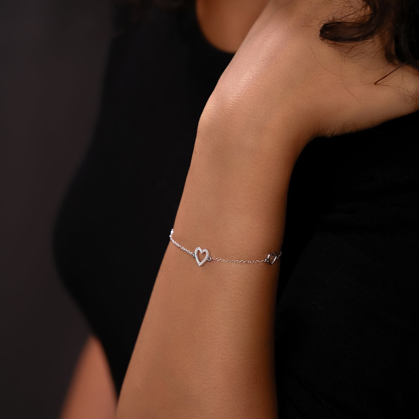 14K Gold Triple Heart Diamond Bracelet