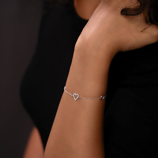 14K Gold Triple Heart Diamond Bracelet