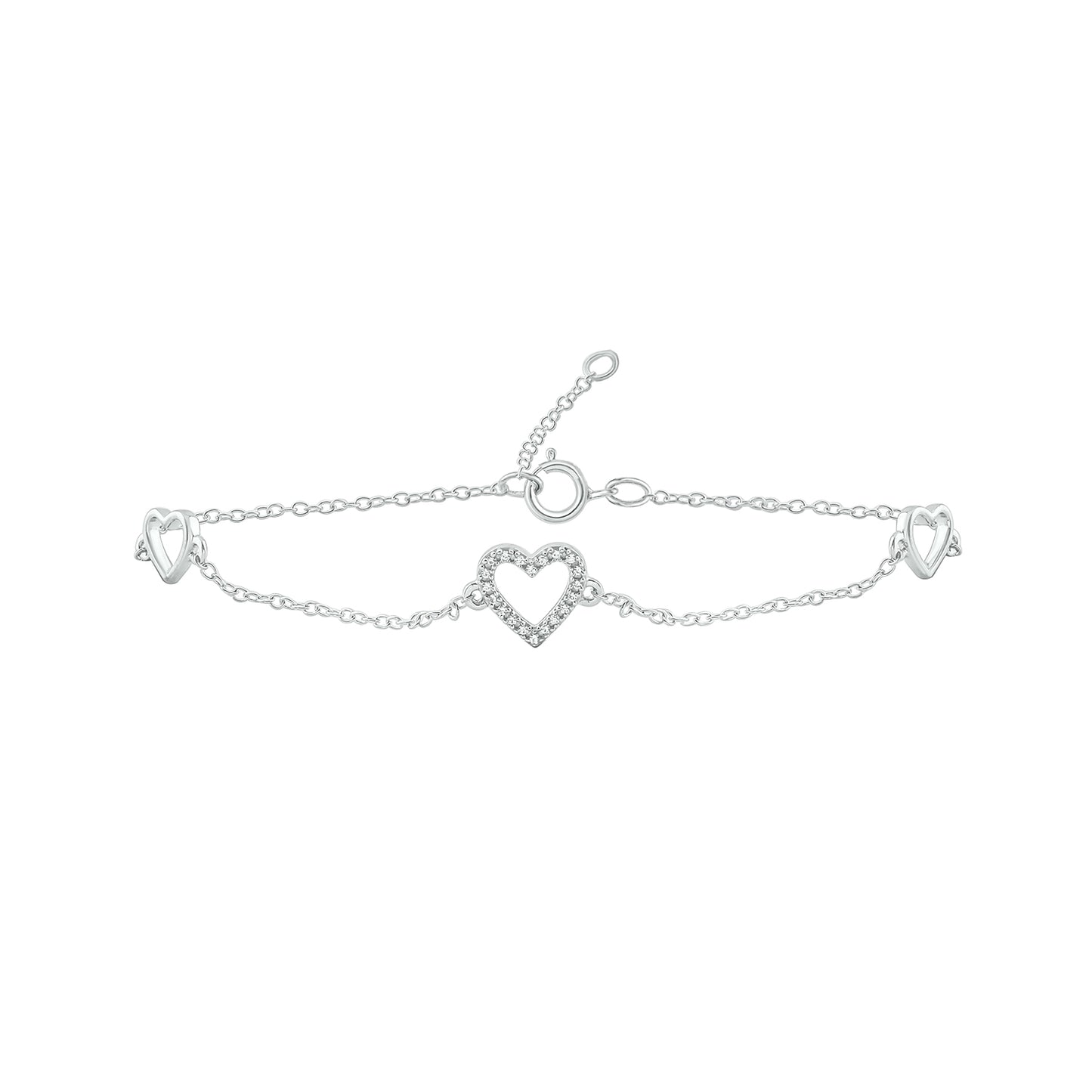 14K Gold Triple Heart Diamond Bracelet