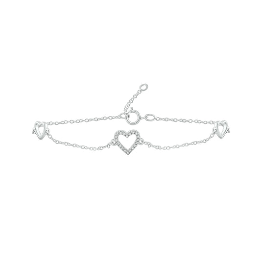 14K Gold Triple Heart Diamond Bracelet