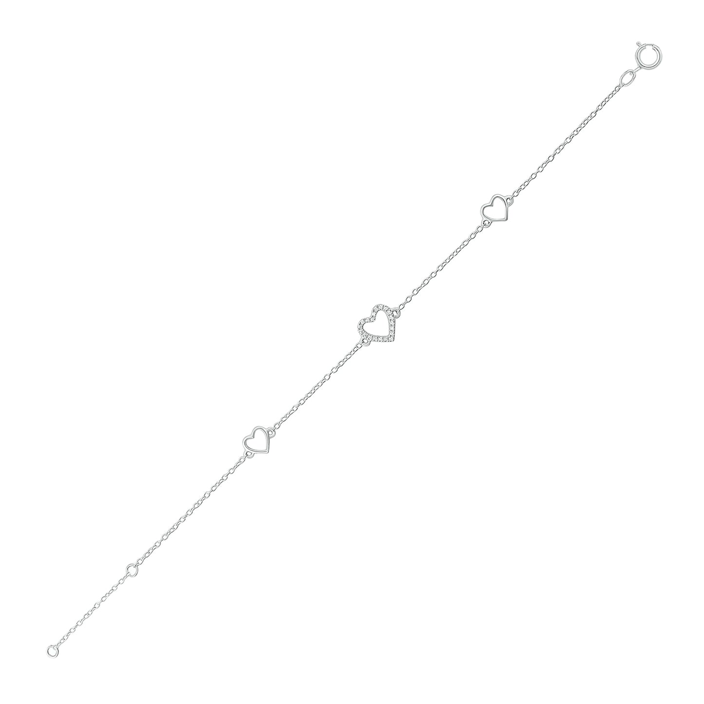 14K Gold Triple Heart Diamond Bracelet