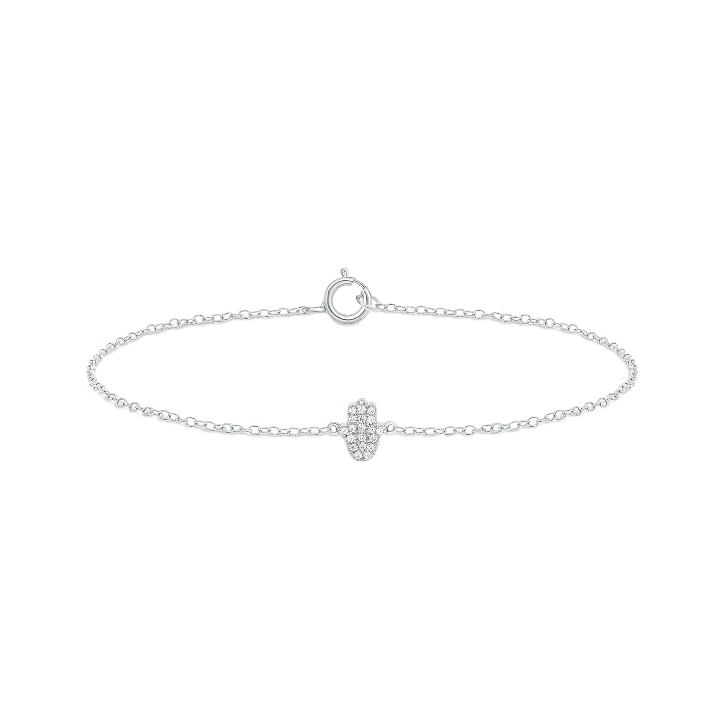 Dainty Diamond Hamsa Bracelet in 14K Gold Vermeil