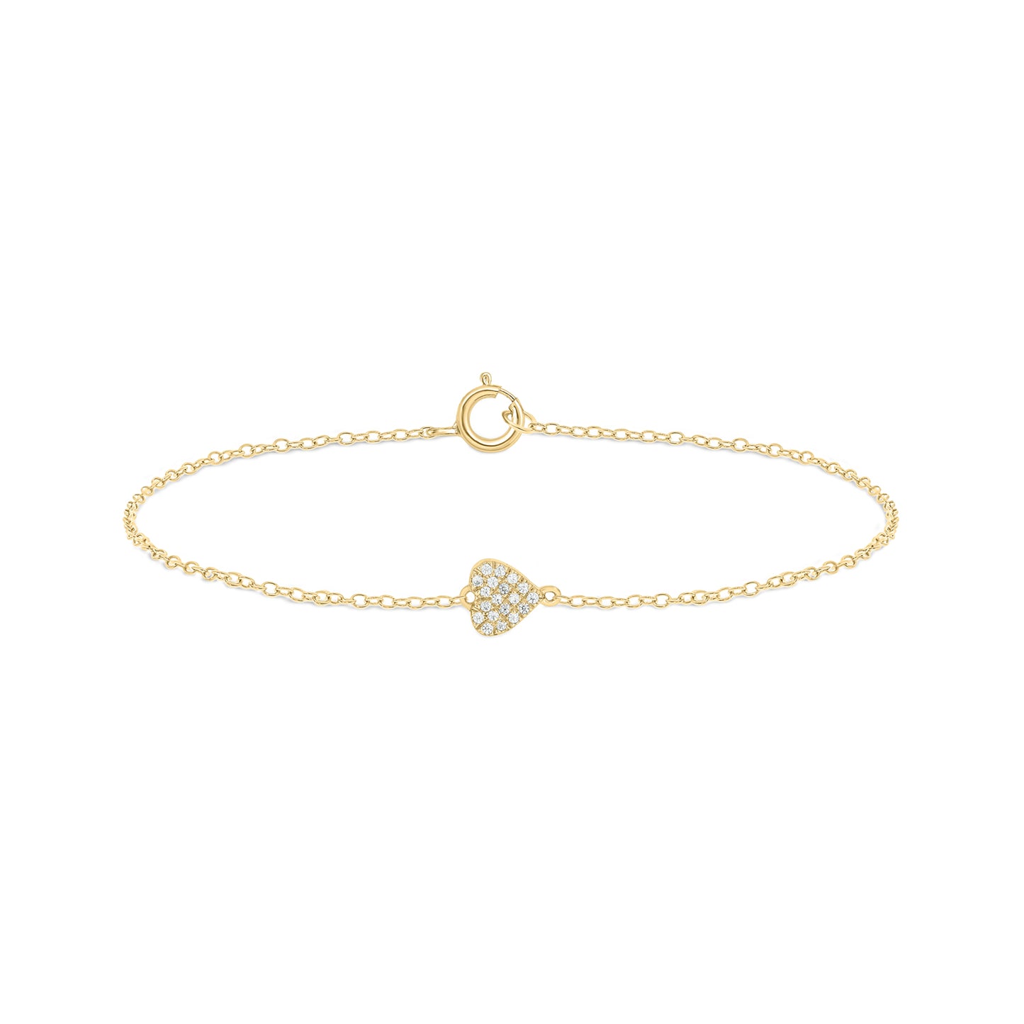 Diamond Heart Bracelet in 14K Gold Vermeil
