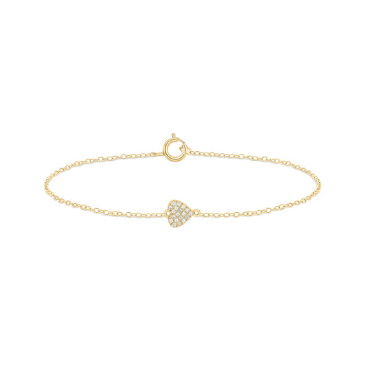 Diamond Heart Bracelet in 14K Gold Vermeil