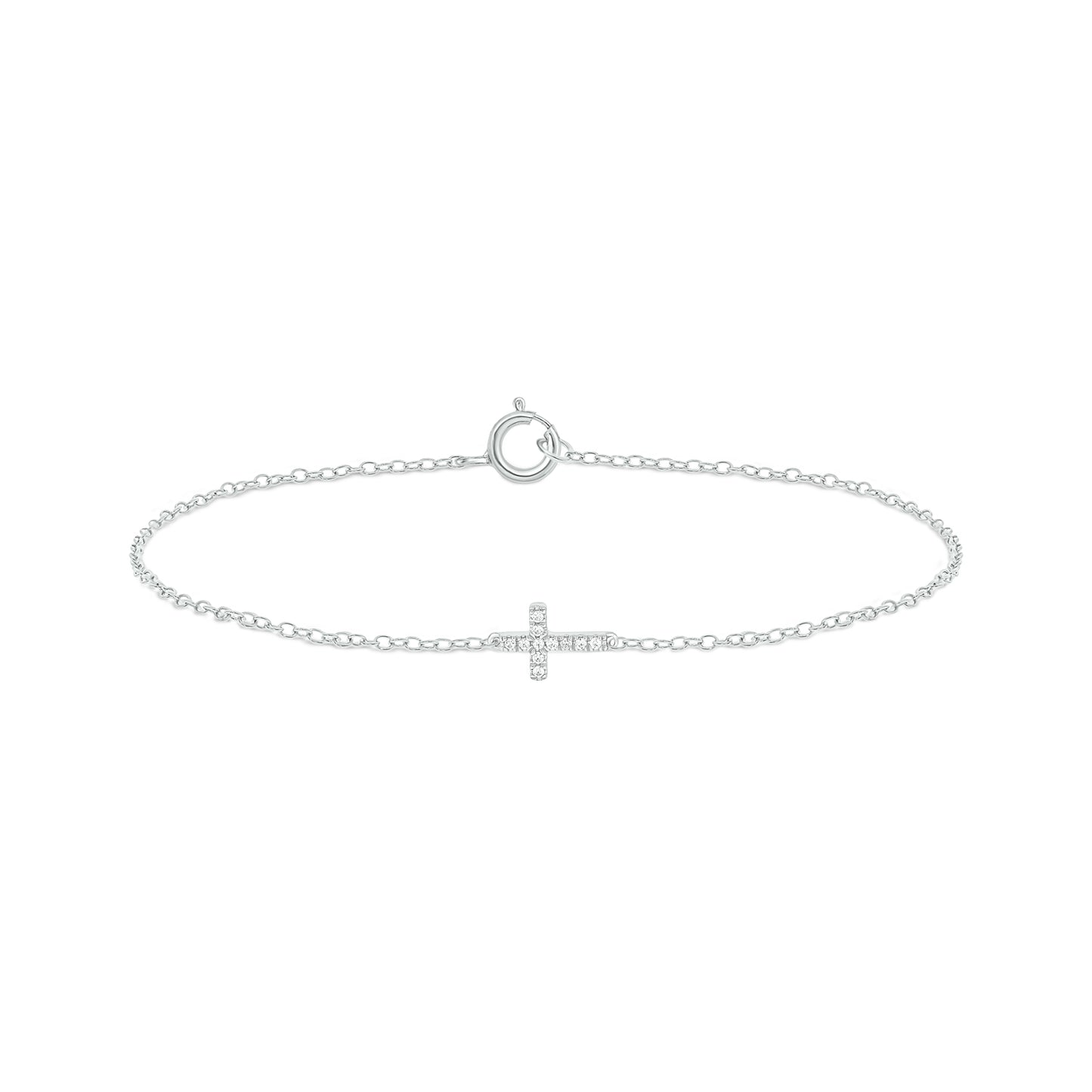 Dainty Diamond Cross Bracelet in 14K Gold Vermeil