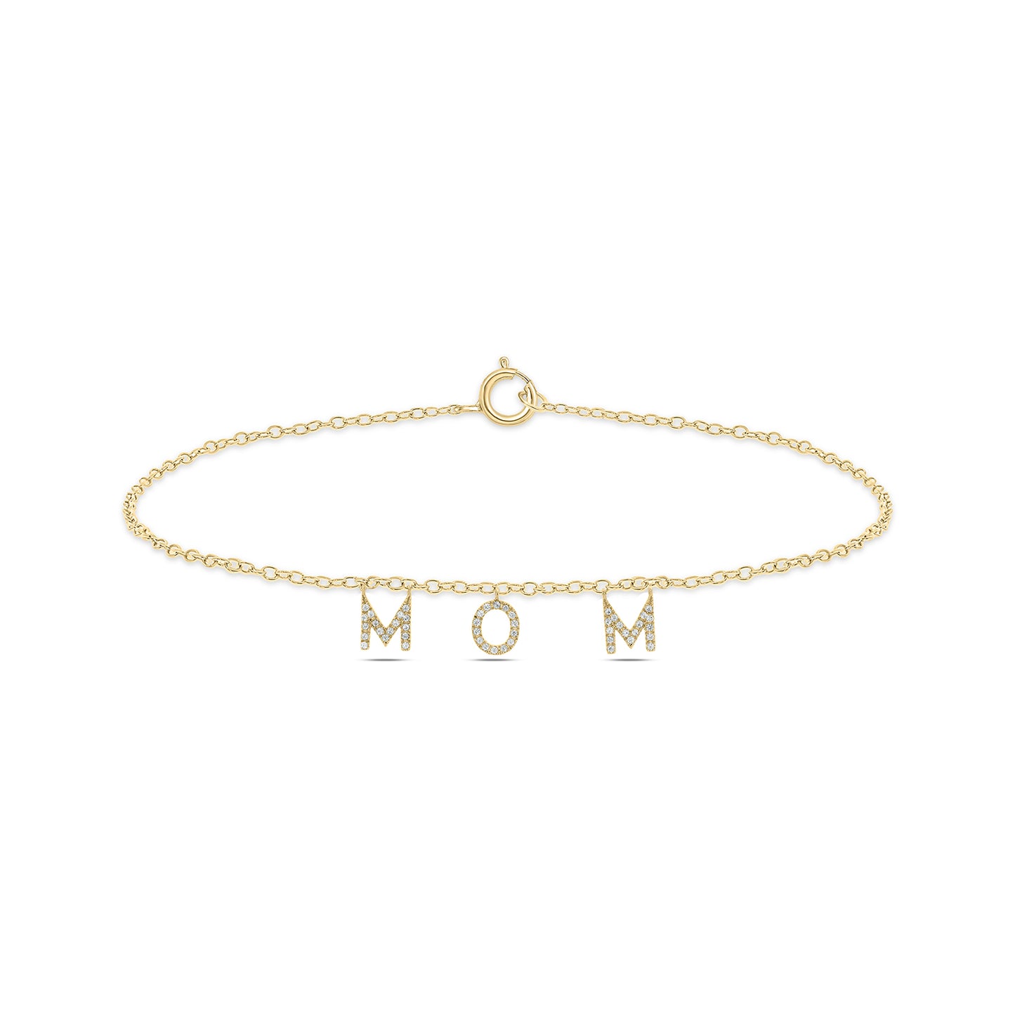 14K Gold Vermeil MOM Diamond Bracelet