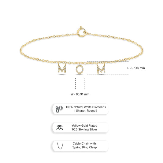 14K Gold Vermeil MOM Diamond Bracelet