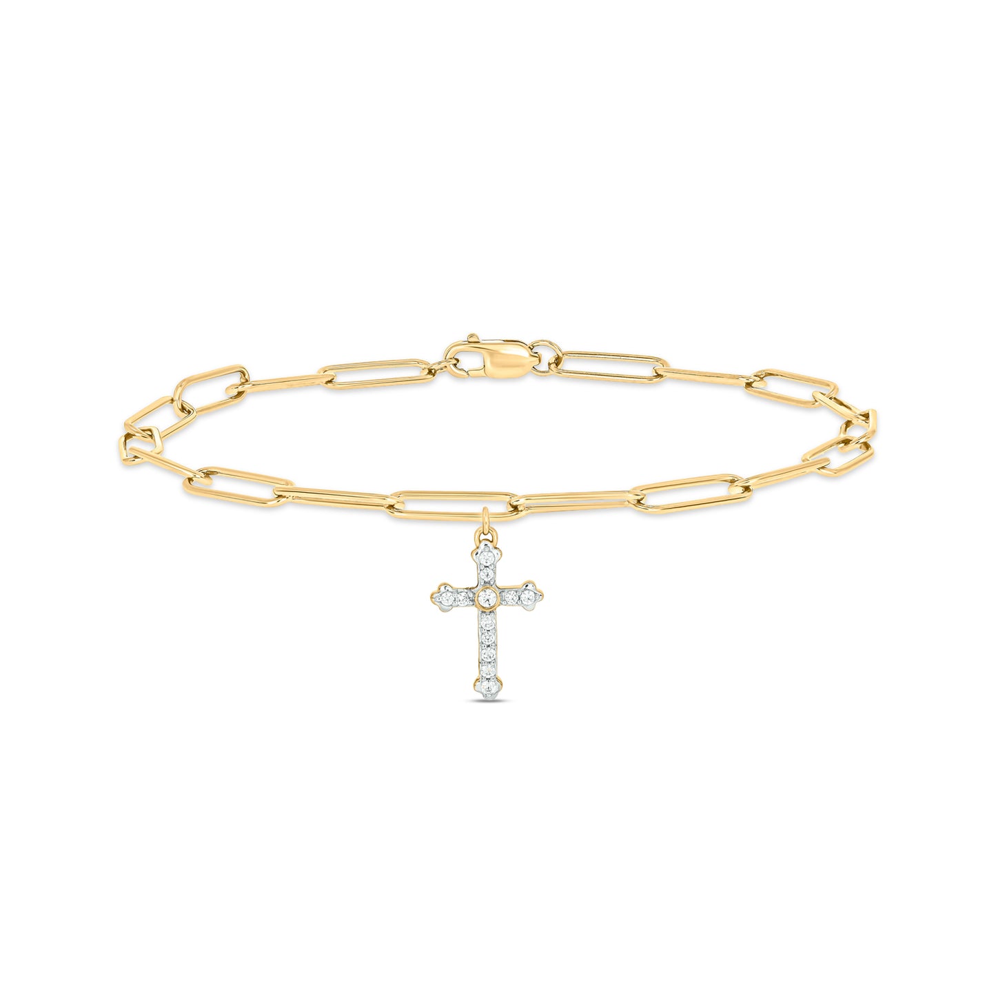 Cross Charm Diamond Bracelet in 925 Sterling Silver