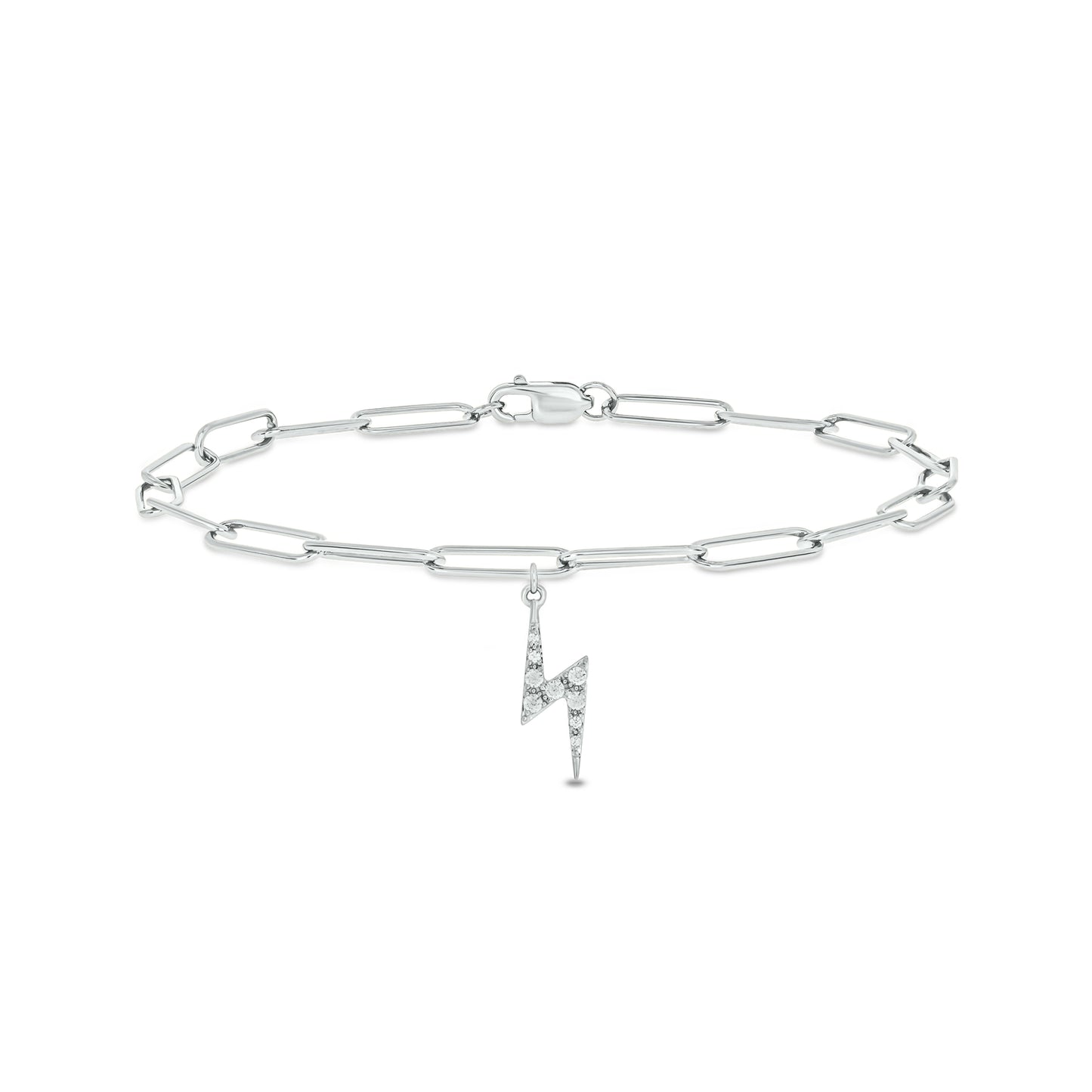 Lightning Bolt Charm Diamond Bracelet in 925 Sterling Silver