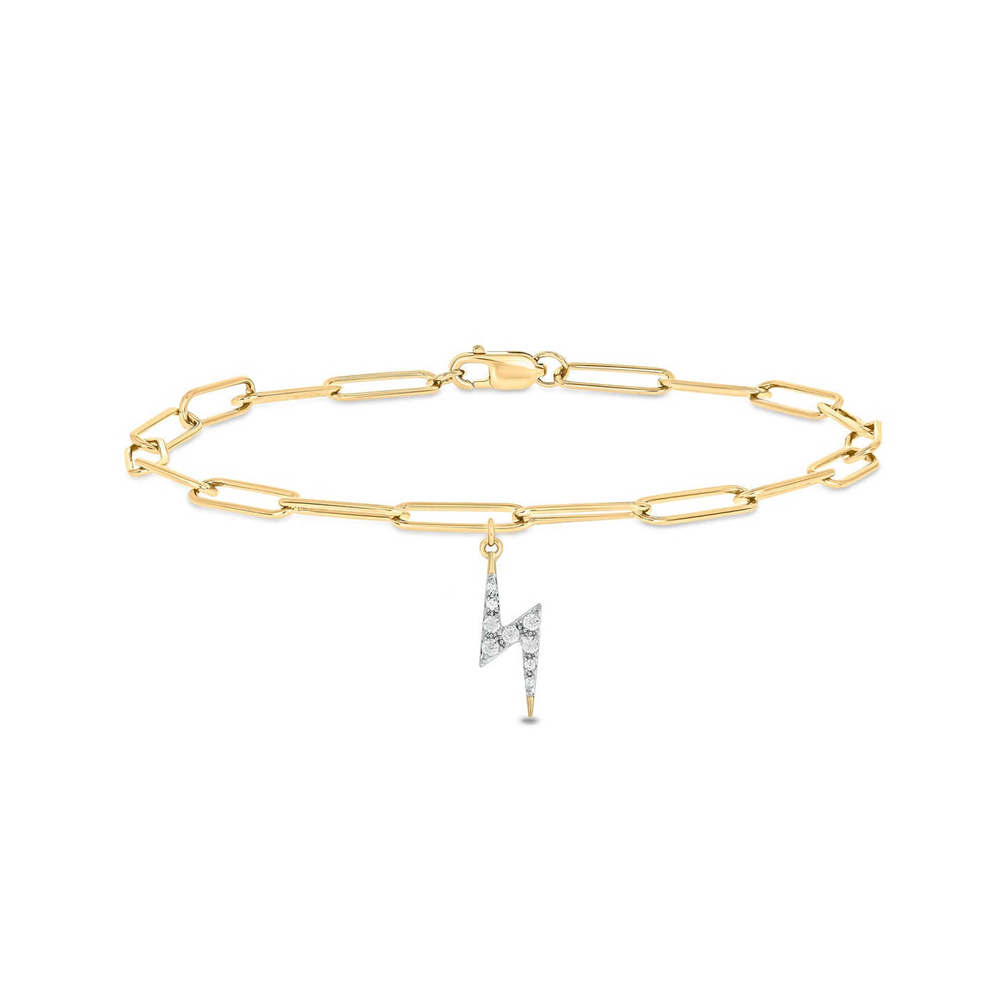 Lightning Bolt Charm Diamond Bracelet in 925 Sterling Silver