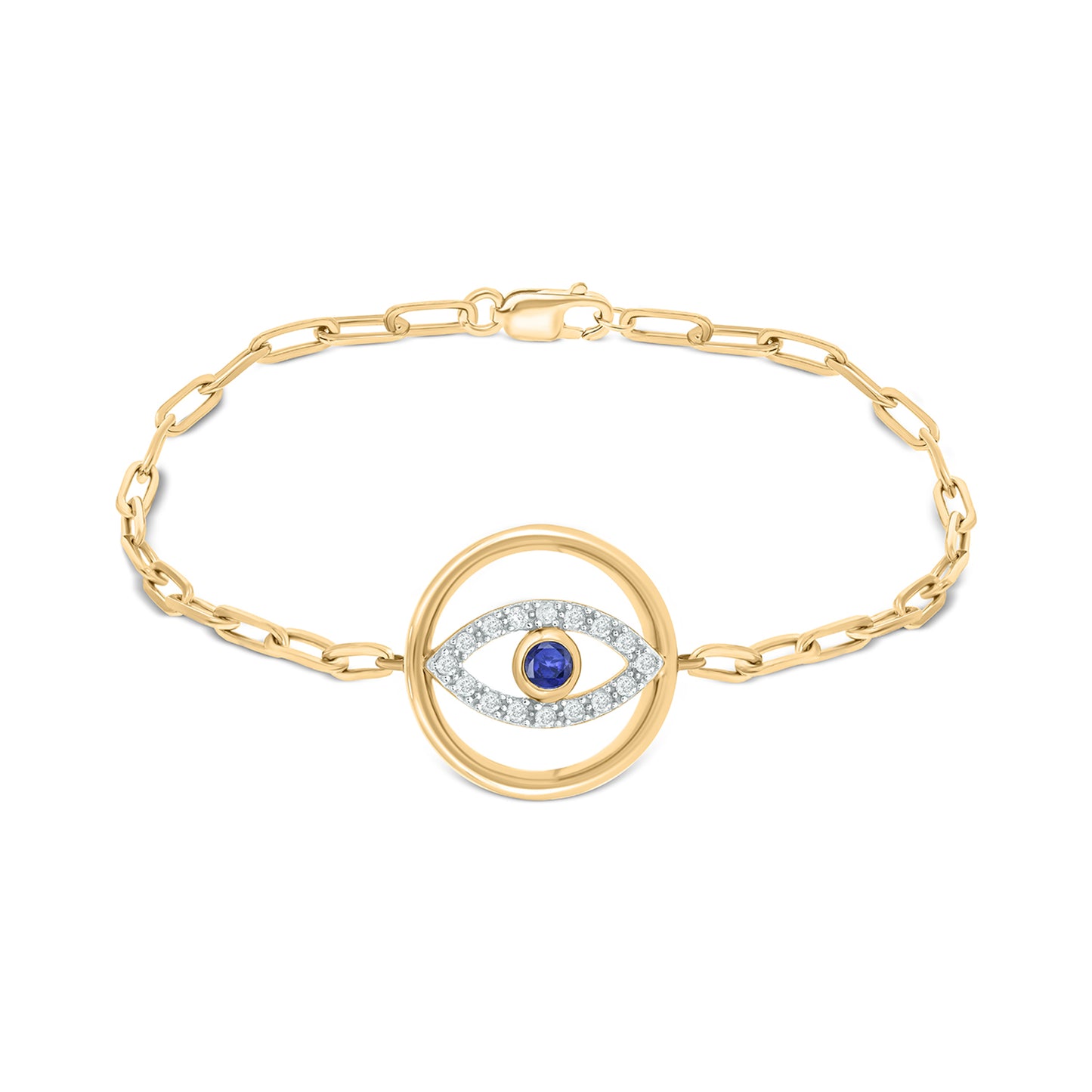 Gold Plated Sterling Silver Gemstone with Evil Eye Bracelet