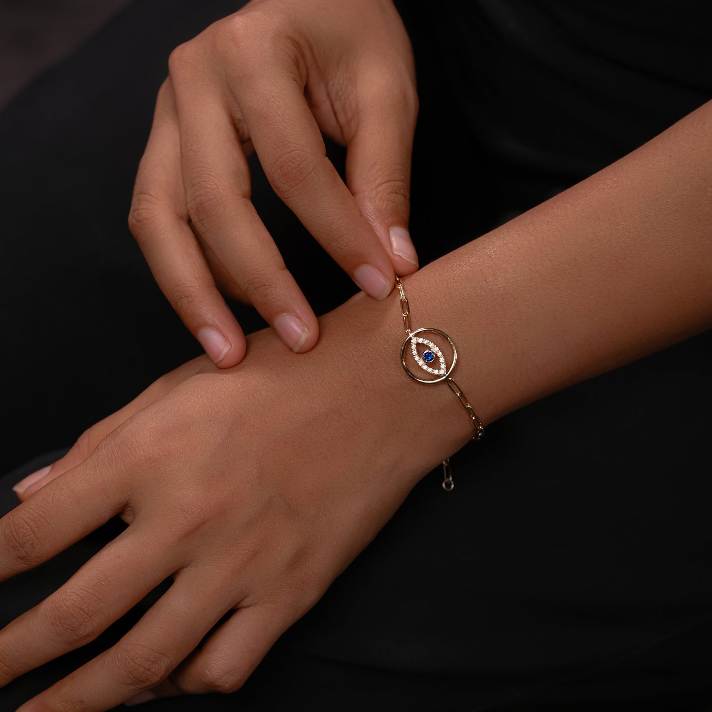 Gold Plated Sterling Silver Gemstone with Evil Eye Bracelet