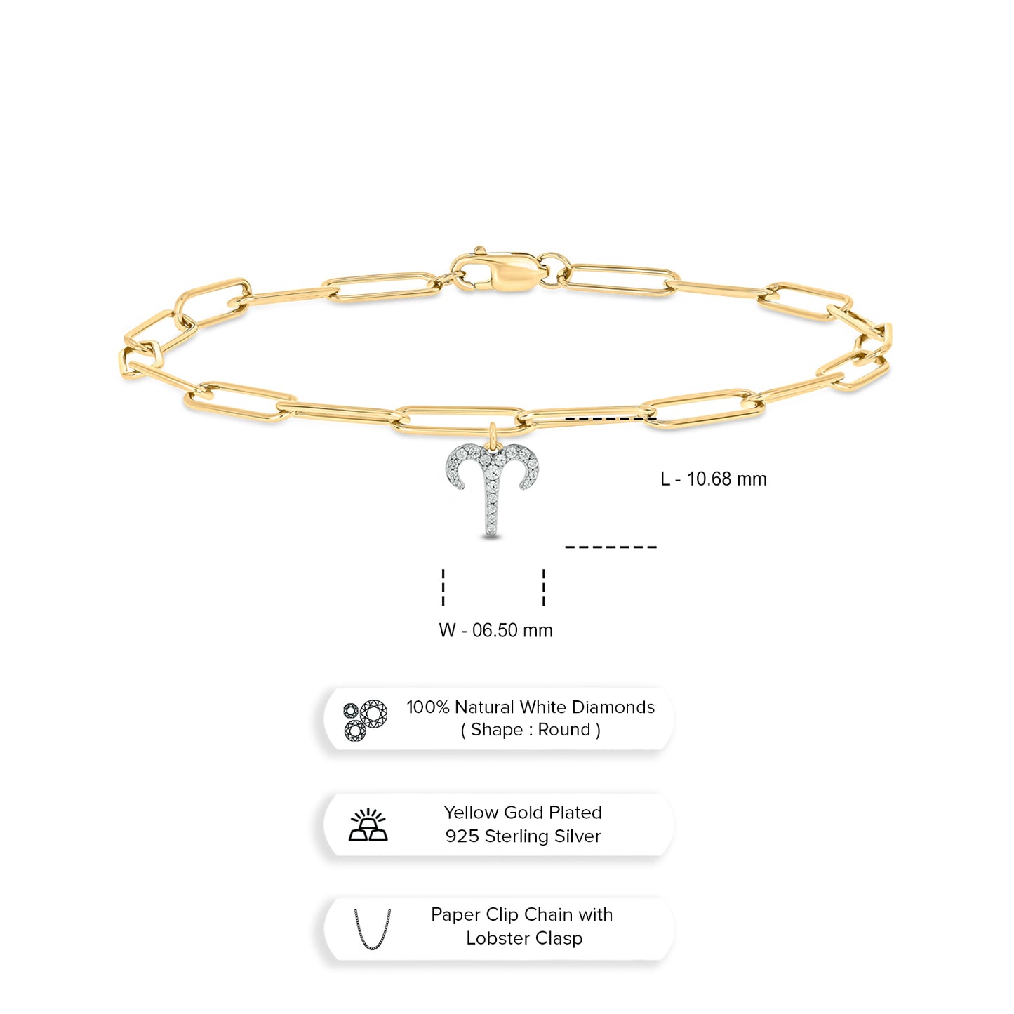 Diamond Zodiac Charm Bracelet in 14K Gold Vermeil