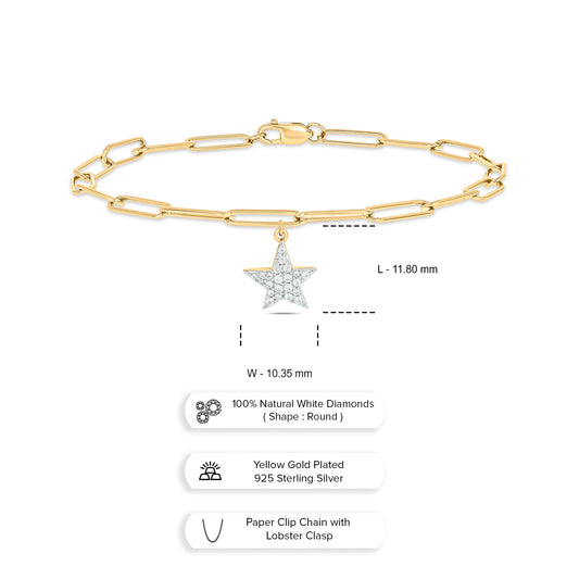 Star Charm Diamond Bracelet in 14K Gold Vermeil