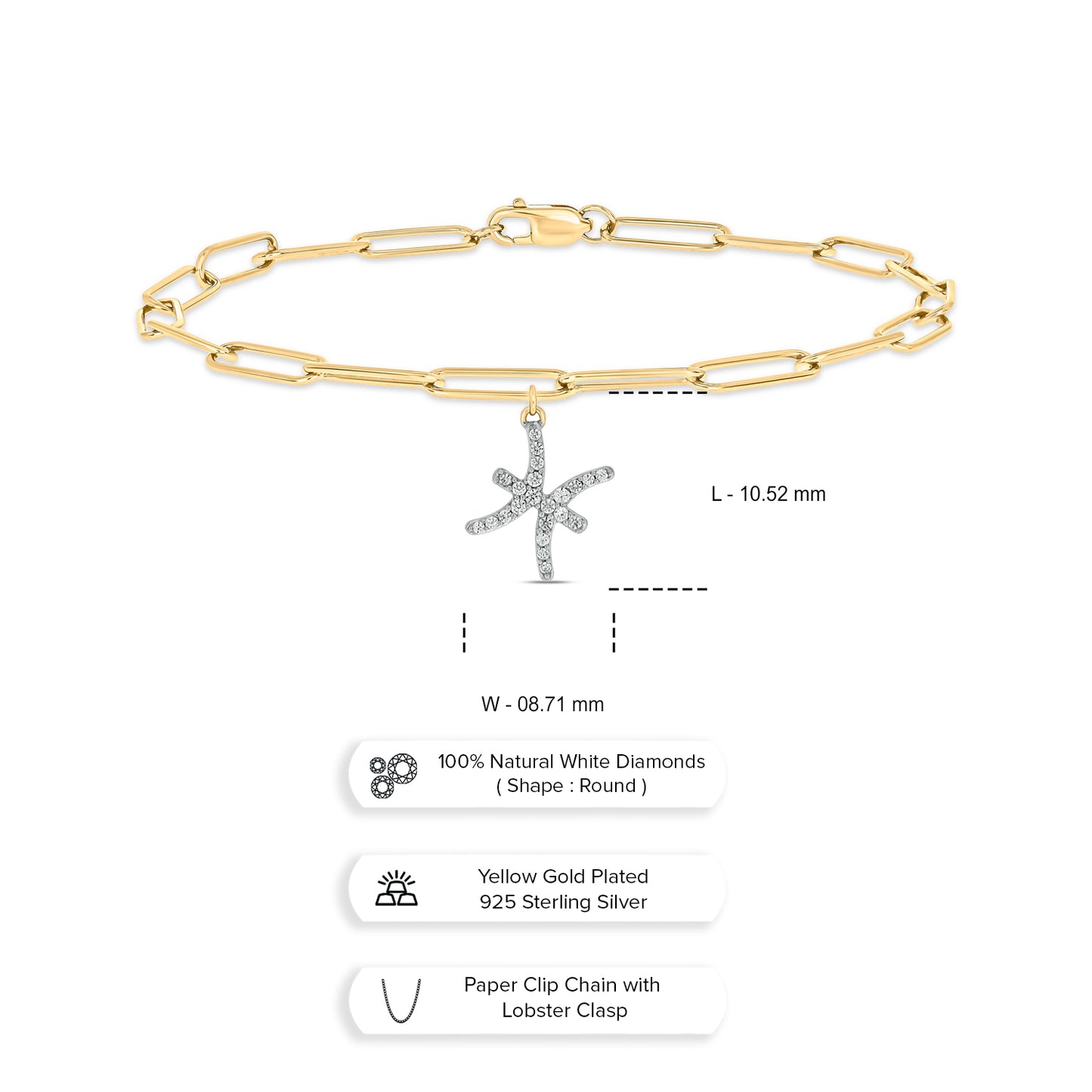 Diamond Zodiac Charm Bracelet in 14K Gold Vermeil