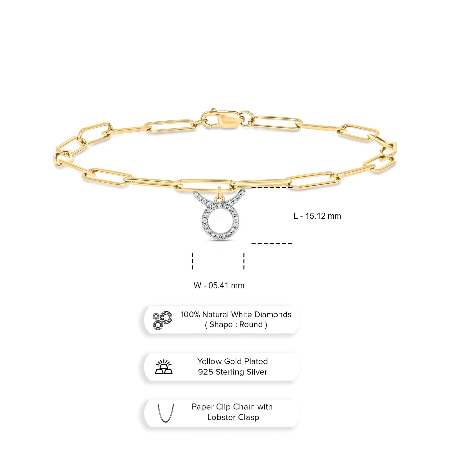 Diamond Zodiac Charm Bracelet in 14K Gold Vermeil