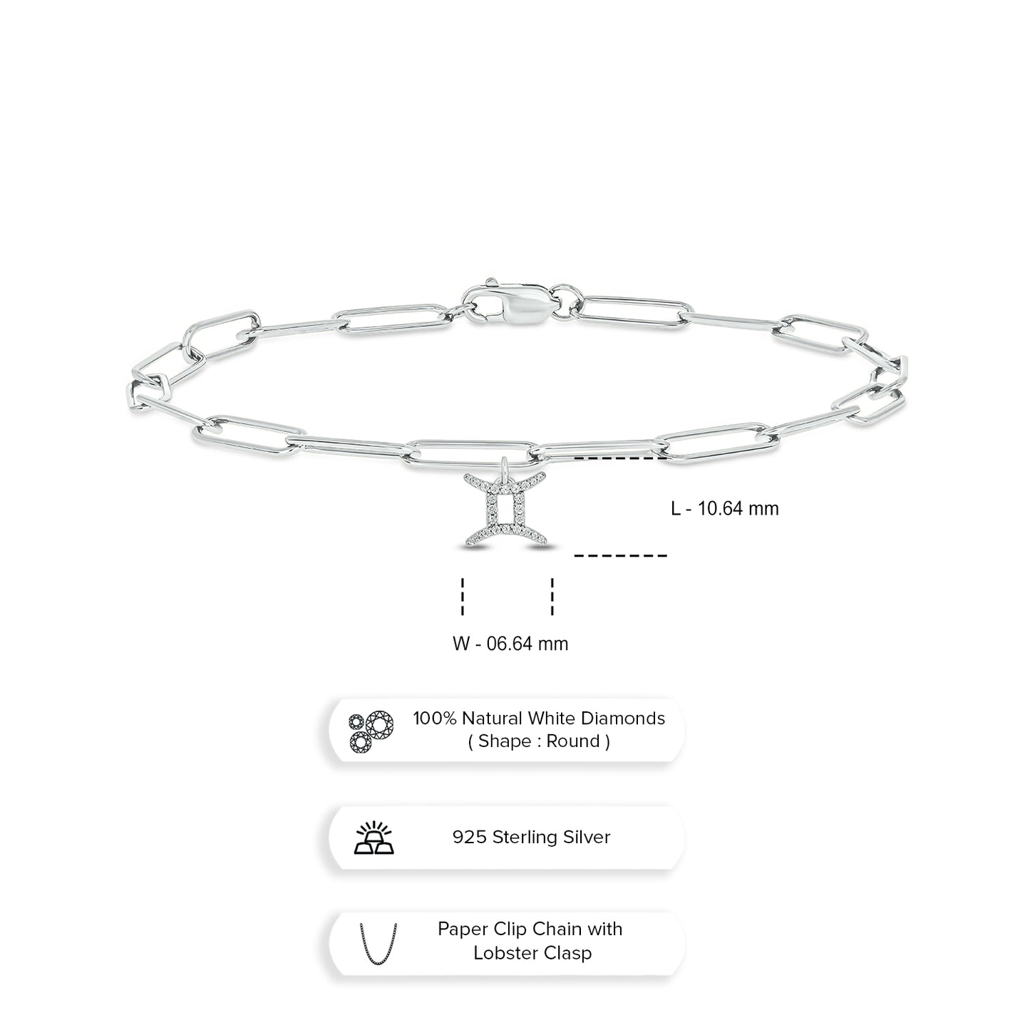 Diamond Zodiac Charm Bracelet in 14K Gold Vermeil