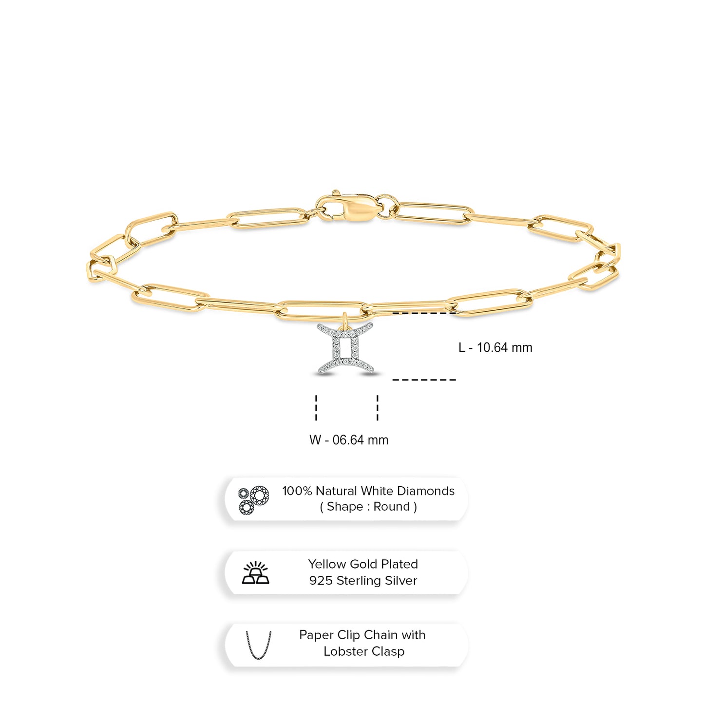 Diamond Zodiac Charm Bracelet in 14K Gold Vermeil