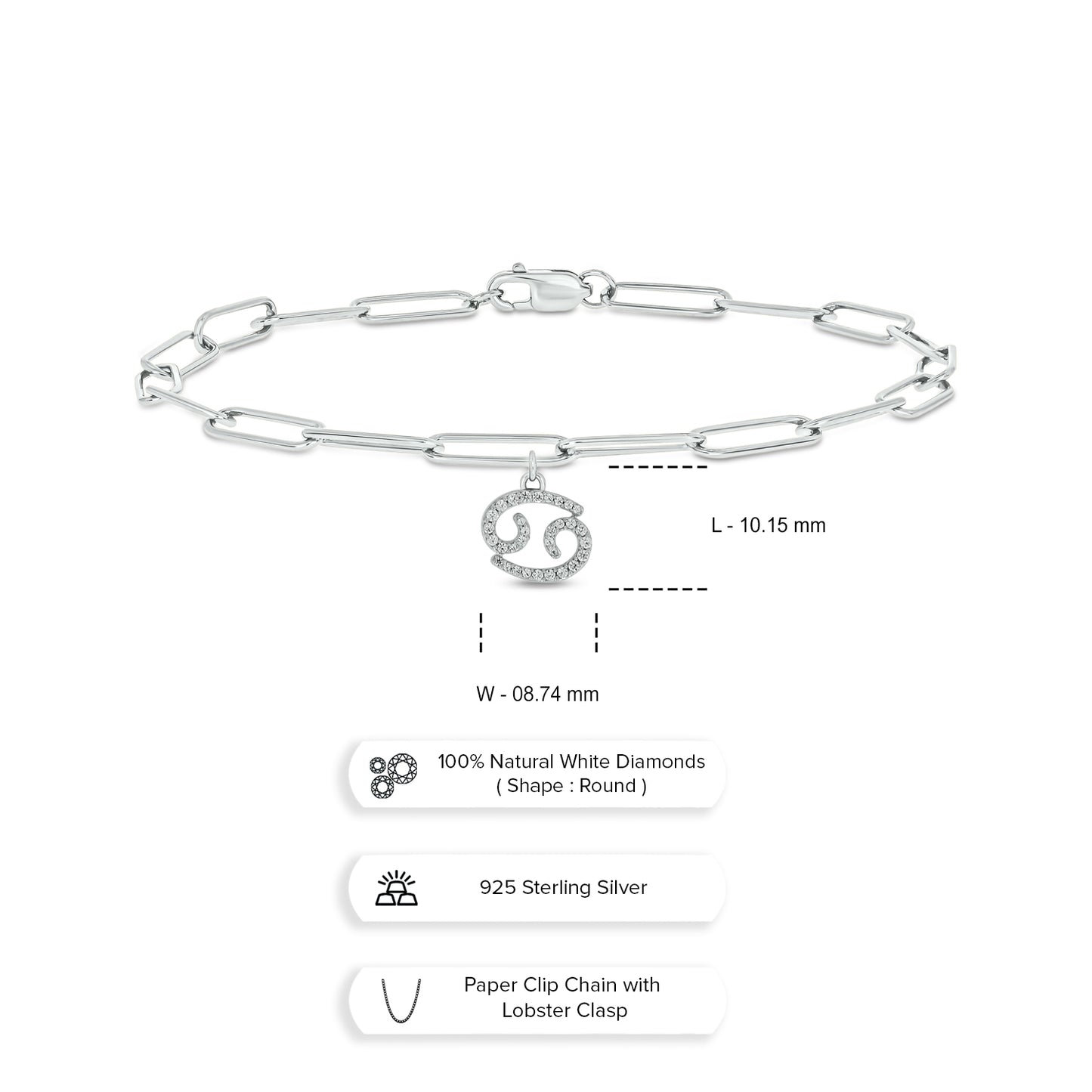 Diamond Zodiac Charm Bracelet in 14K Gold Vermeil