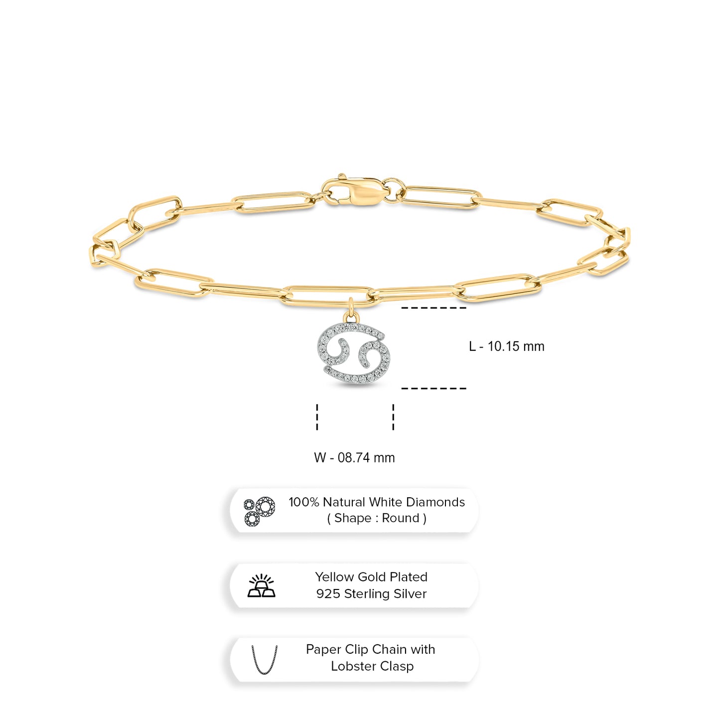 Diamond Zodiac Charm Bracelet in 14K Gold Vermeil