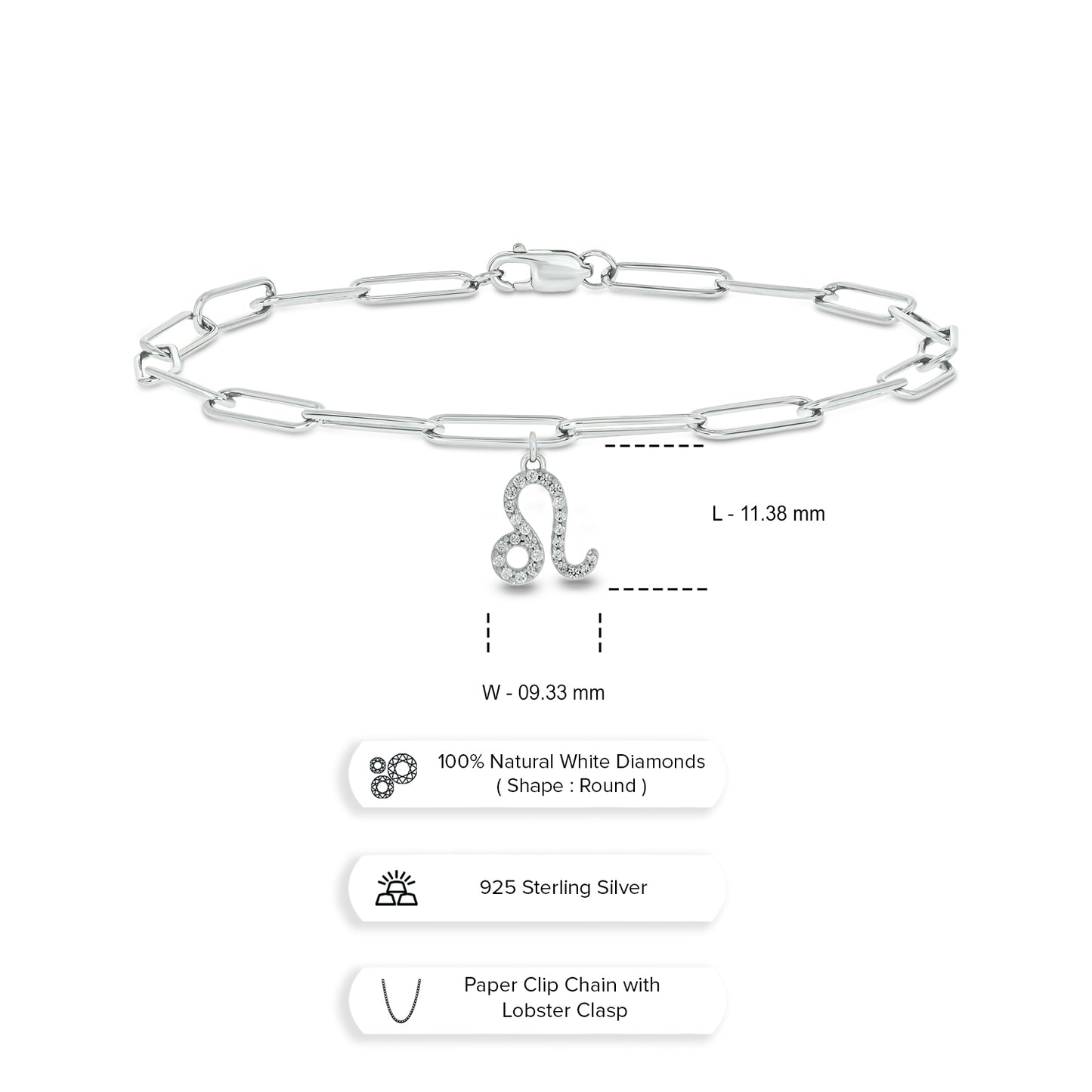 Diamond Zodiac Charm Bracelet in 14K Gold Vermeil