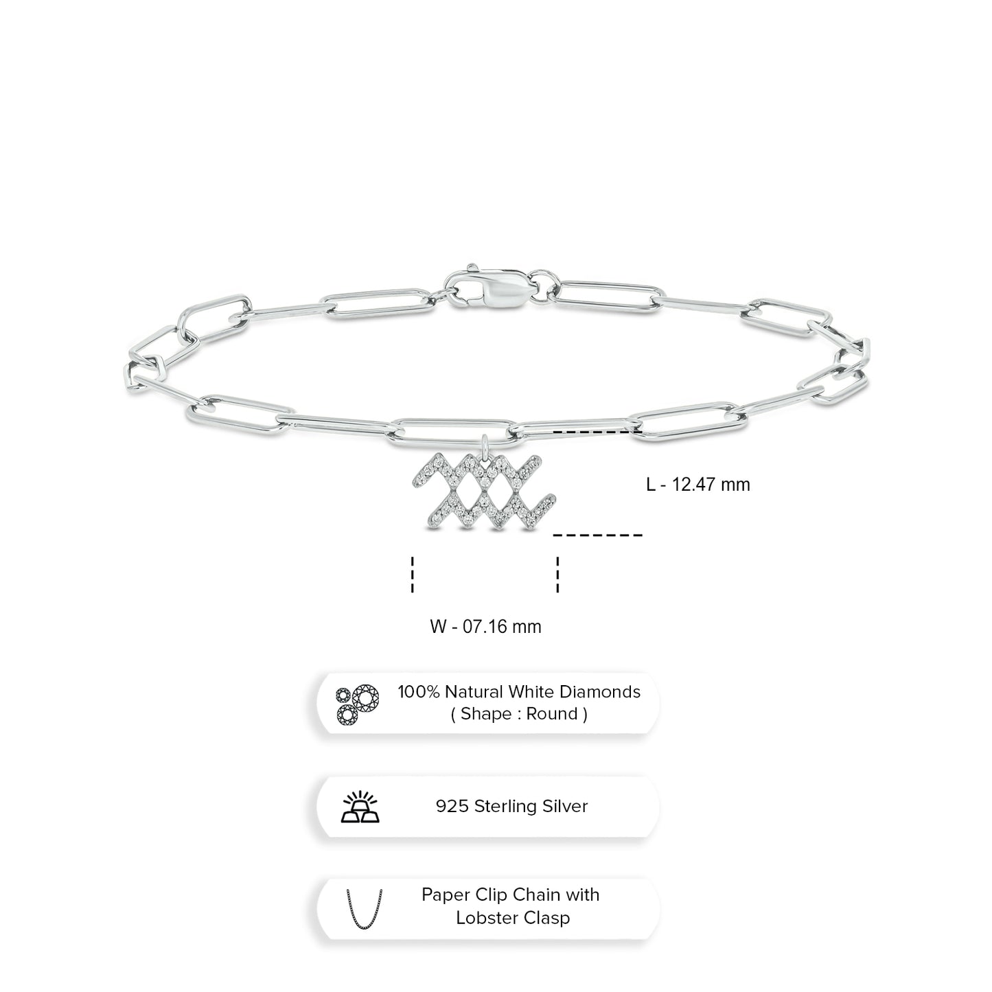 Diamond Zodiac Charm Bracelet in 14K Gold Vermeil