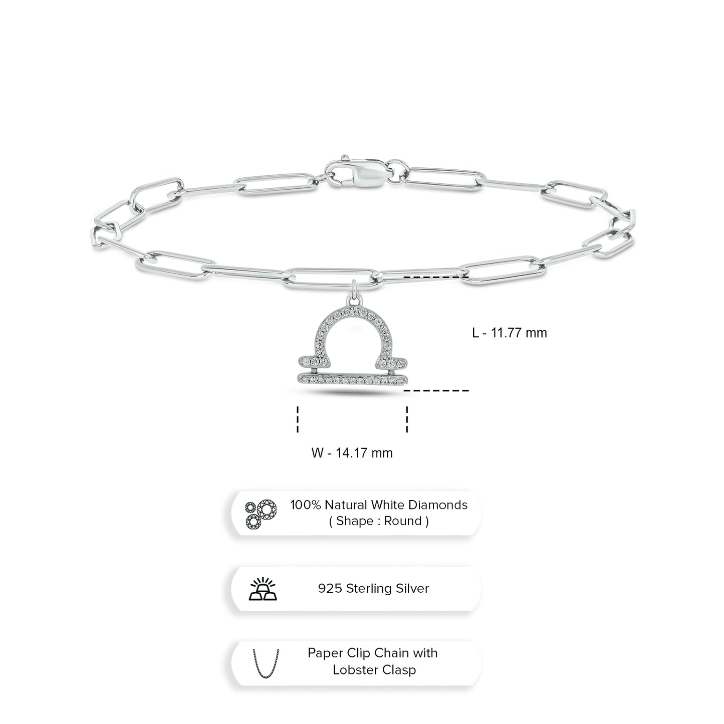 Diamond Zodiac Charm Bracelet in 14K Gold Vermeil