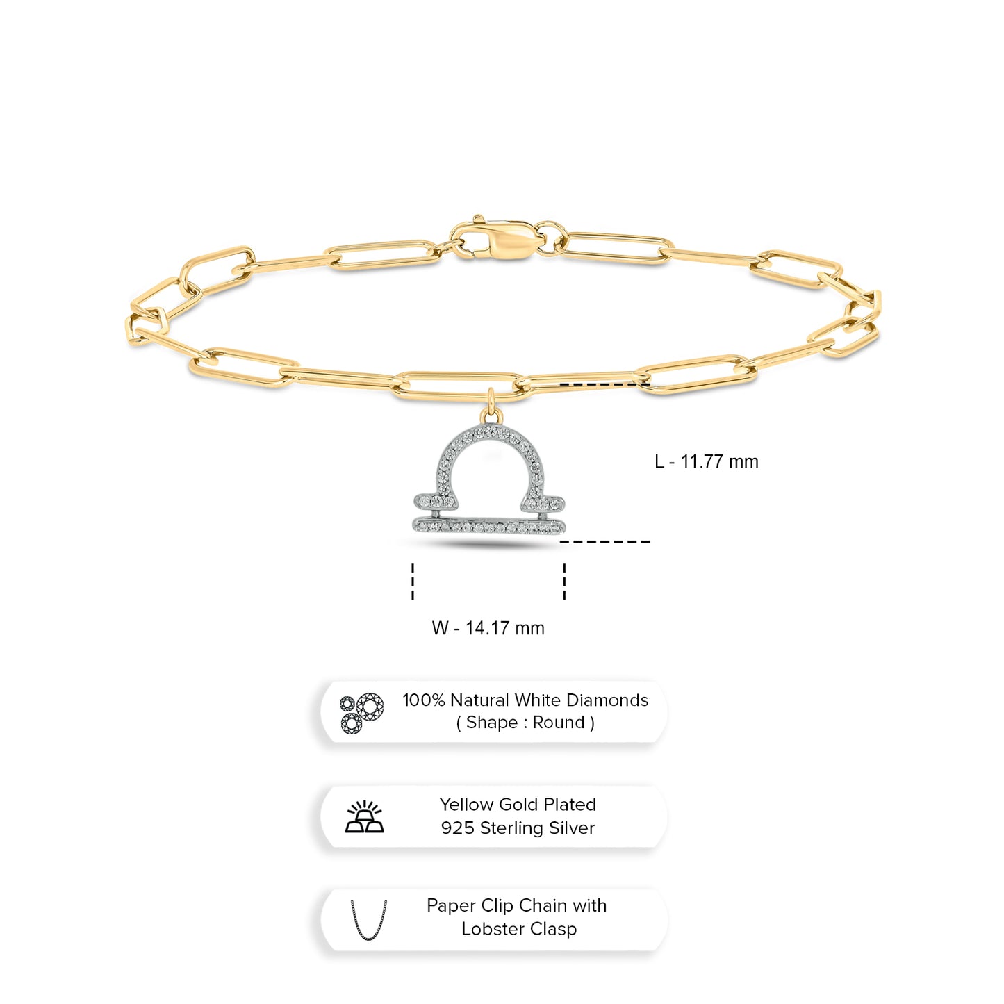 Diamond Zodiac Charm Bracelet in 14K Gold Vermeil