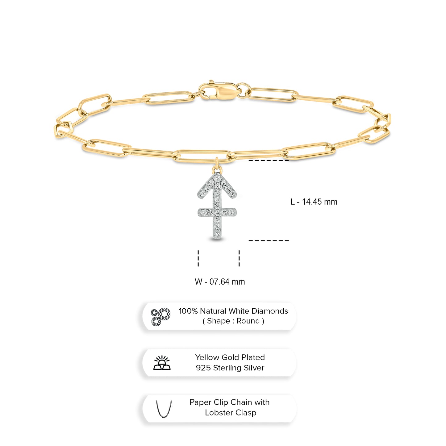 Diamond Zodiac Charm Bracelet in 14K Gold Vermeil
