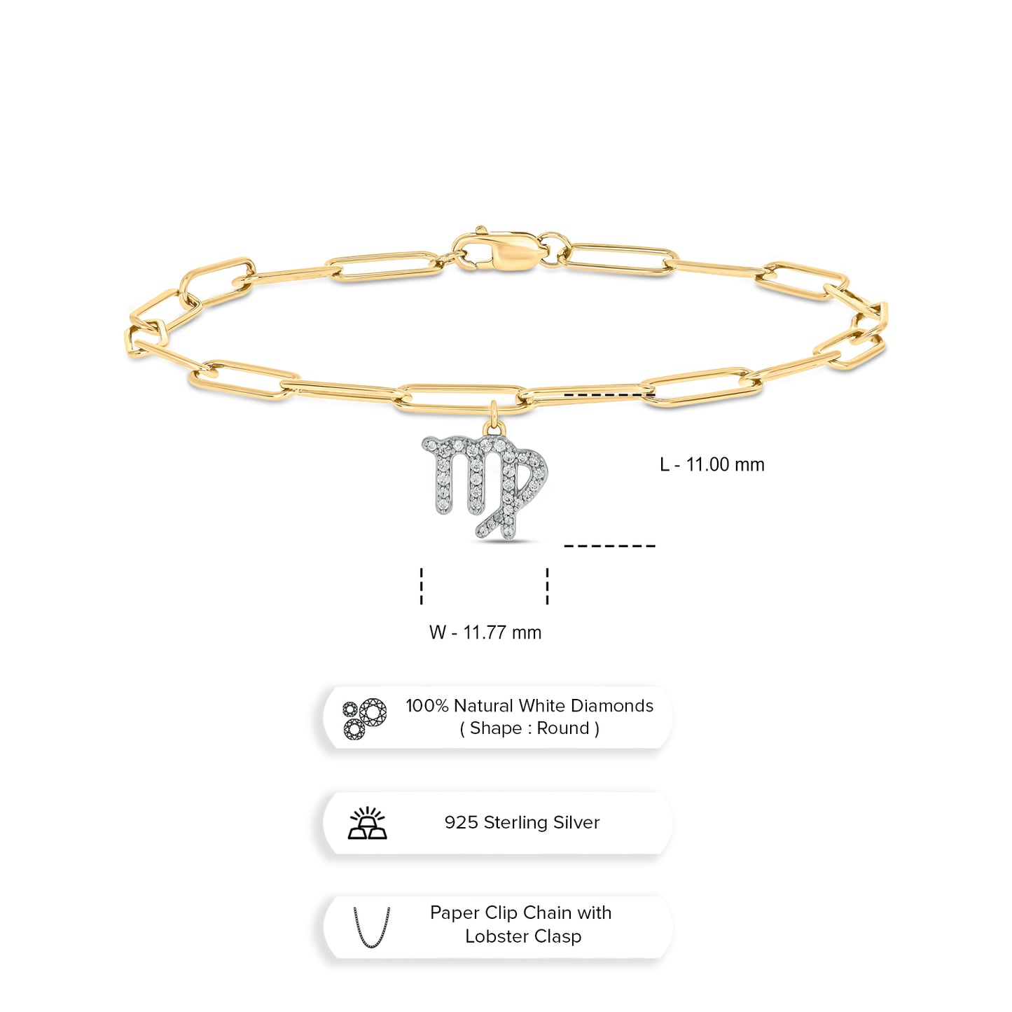 Diamond Zodiac Charm Bracelet in 14K Gold Vermeil