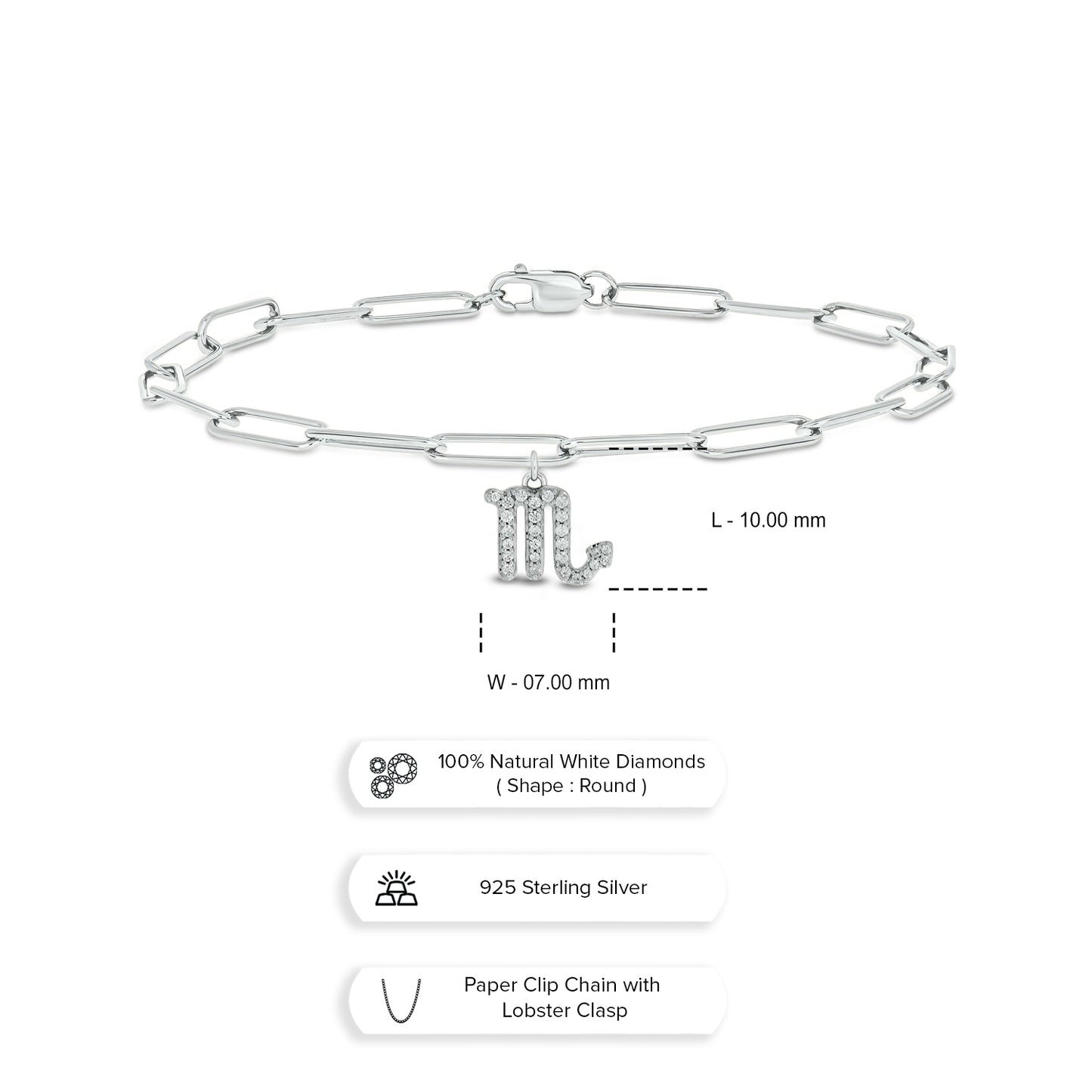 Diamond Zodiac Charm Bracelet in 14K Gold Vermeil