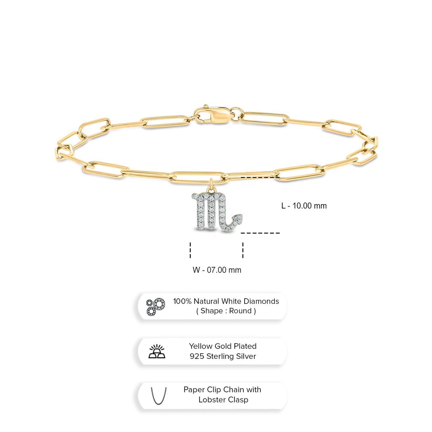 Diamond Zodiac Charm Bracelet in 14K Gold Vermeil