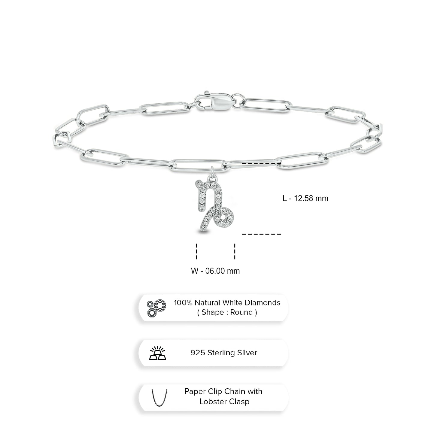 Diamond Zodiac Charm Bracelet in 14K Gold Vermeil