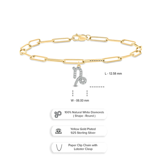 Diamond Zodiac Charm Bracelet in 14K Gold Vermeil