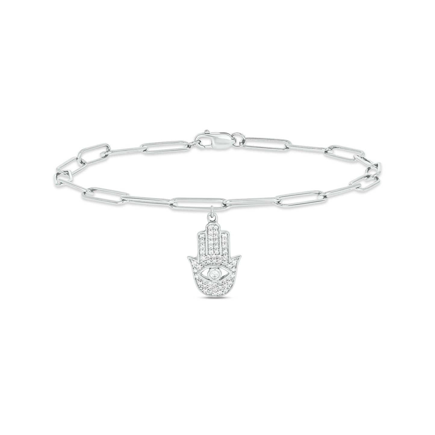 14K Gold Vermeil Hamsa Charm Diamond Bracelet