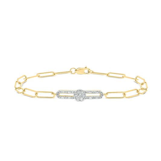 14K Gold Vermeil Paper Clip Diamond Bracelet