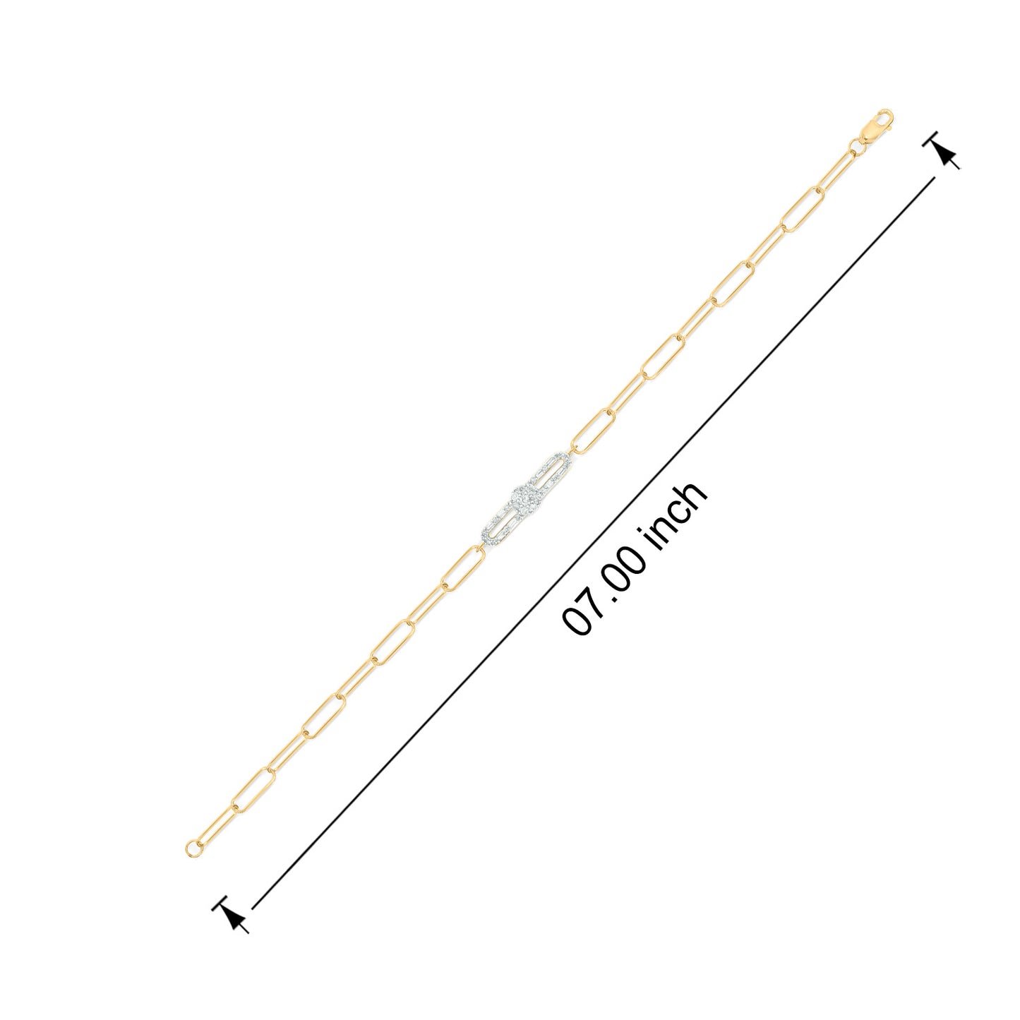 Gold Plated Sterling Silver Paper Clip Style Diamond Bracelet