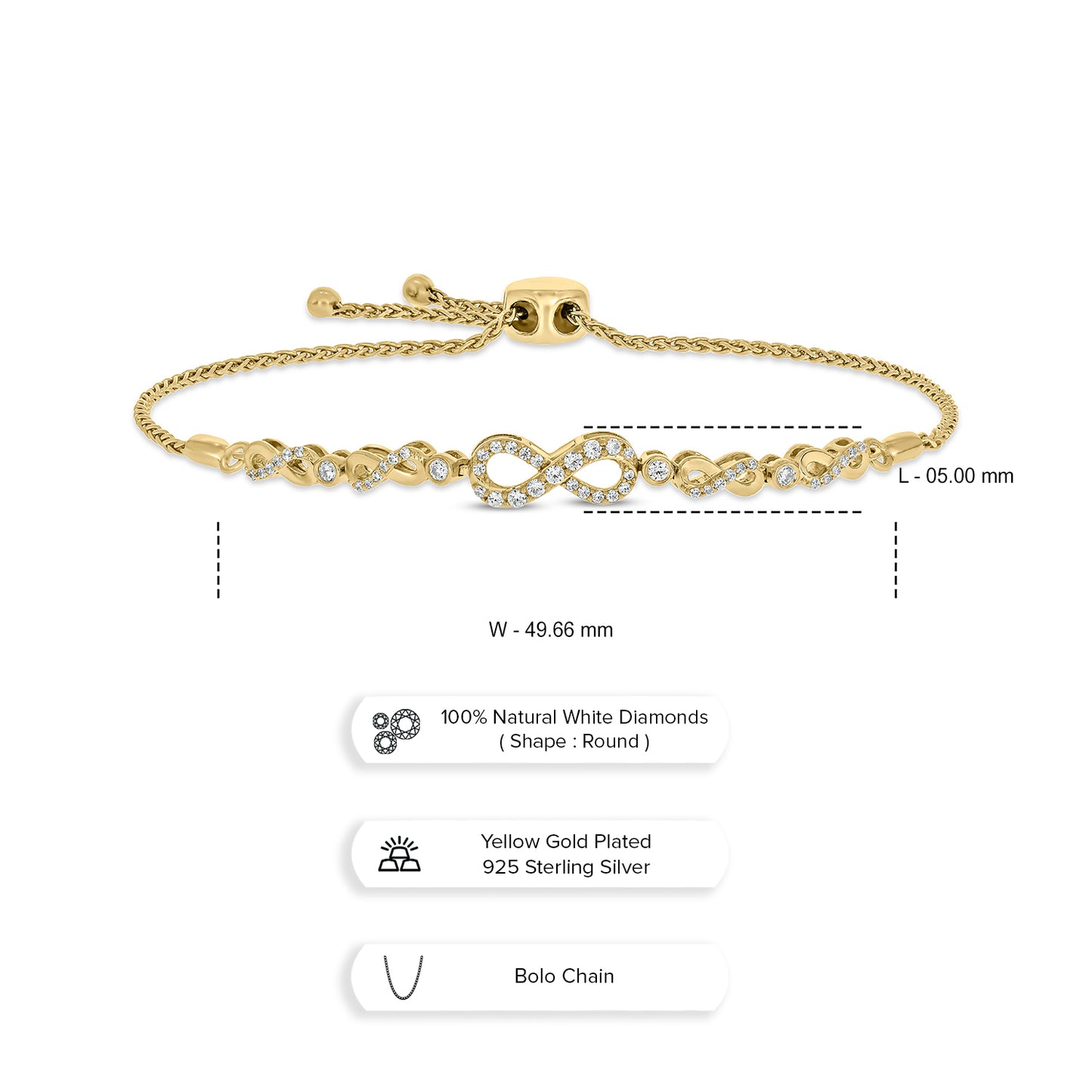 14K Gold Vermeil Diamond Infinity Bracelet