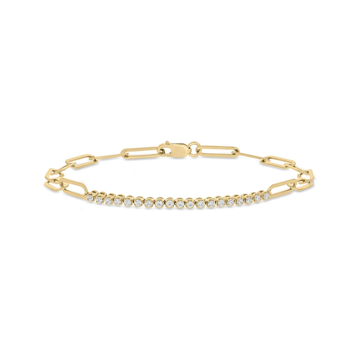 14K Gold Vermeil Half Tennis & Half Paperclip Diamond Bracelet