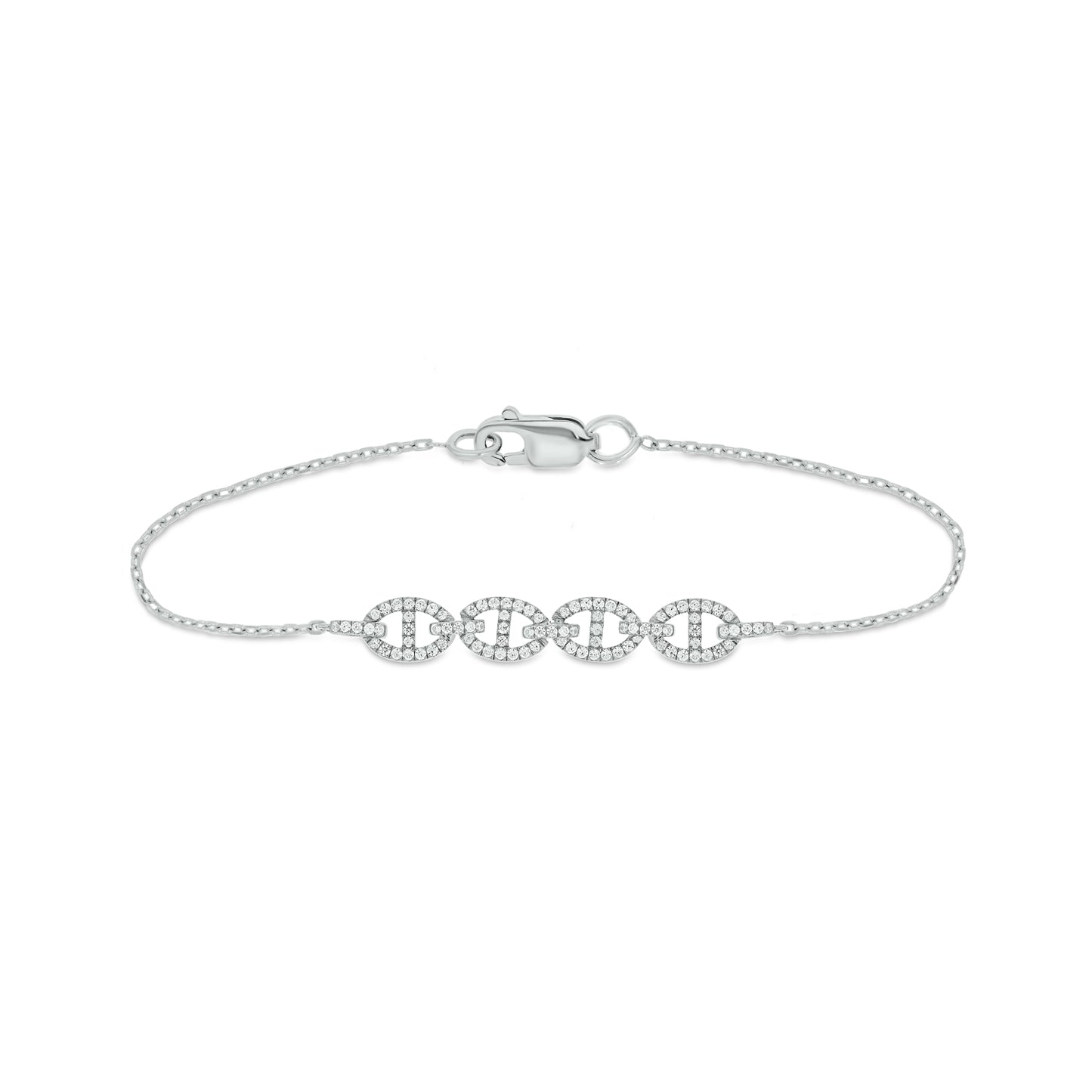 Luxurious 10KT Gold Tri-Link Fashion Diamond Bracelet