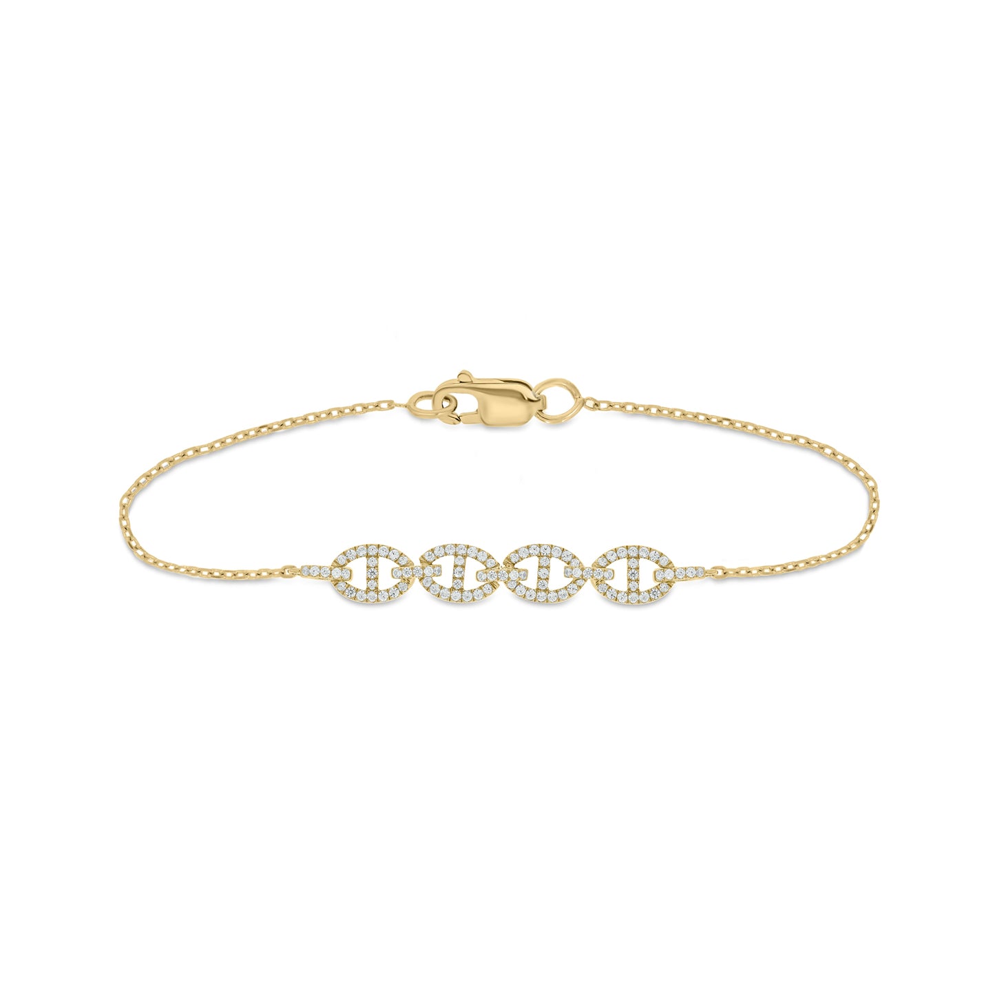Luxurious 10KT Gold Tri-Link Fashion Diamond Bracelet