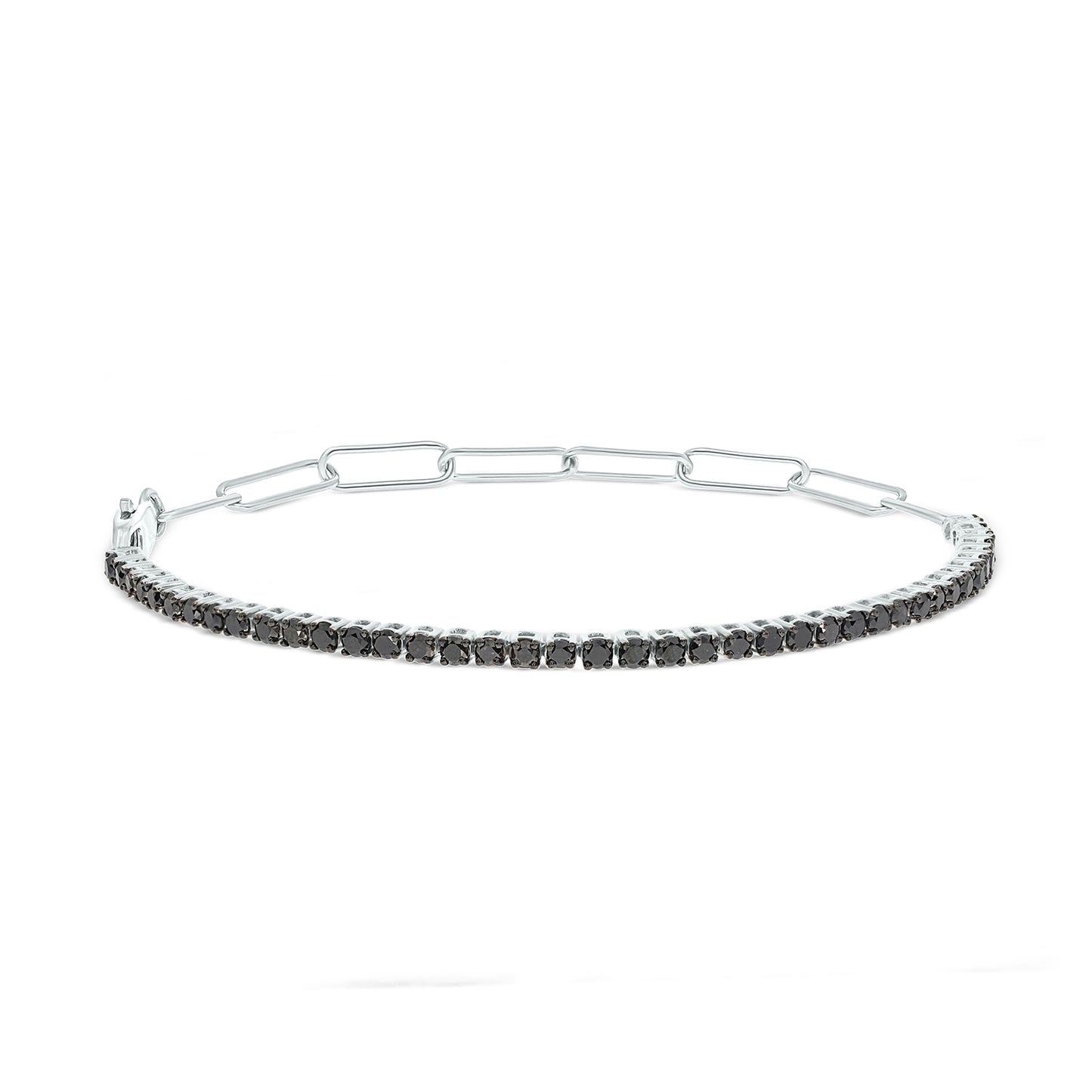 925 Sterling Silver Paper Clip & Gemstone Eternity Bracelet