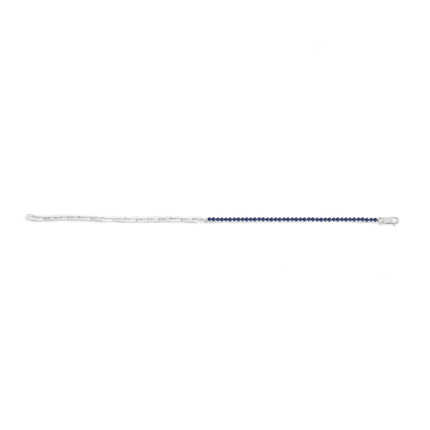 925 Sterling Silver Paper Clip & Gemstone Eternity Bracelet