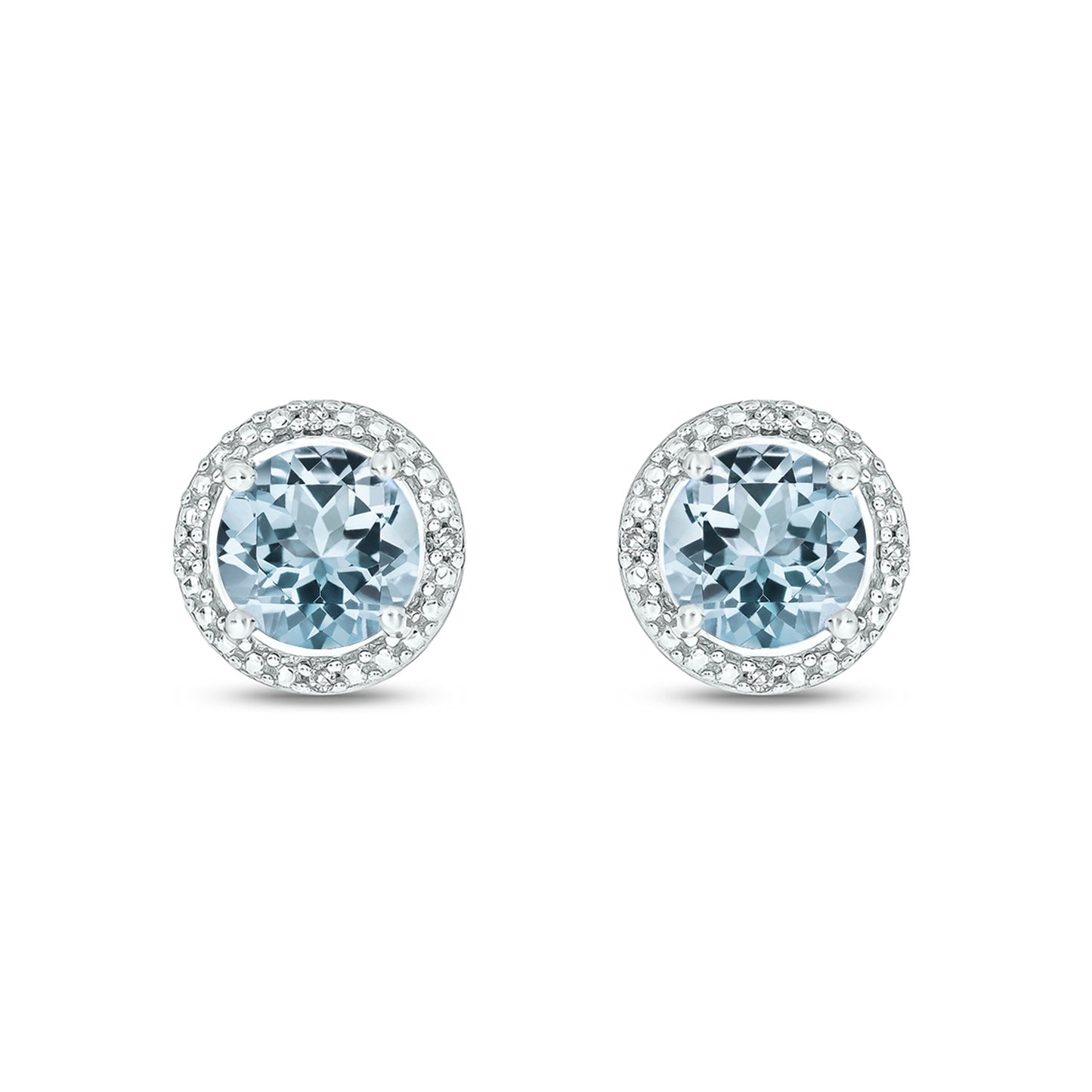Round Coloured Stone Diamond Earrings in 925 Sterling Silver