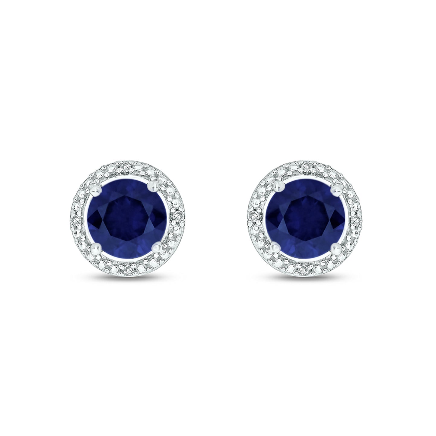 Round Coloured Stone Diamond Earrings in 925 Sterling Silver