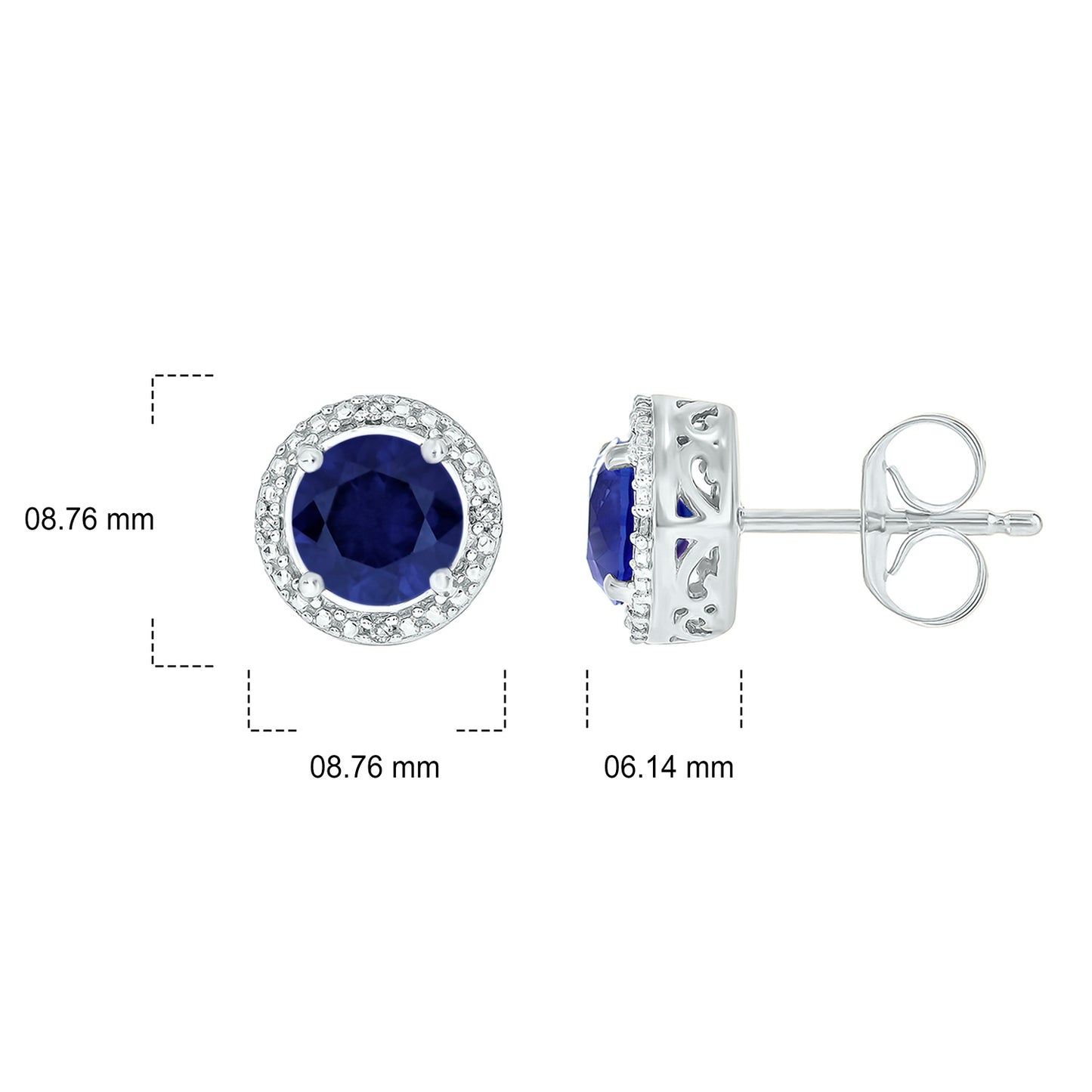 Round Coloured Stone Diamond Earrings in 925 Sterling Silver