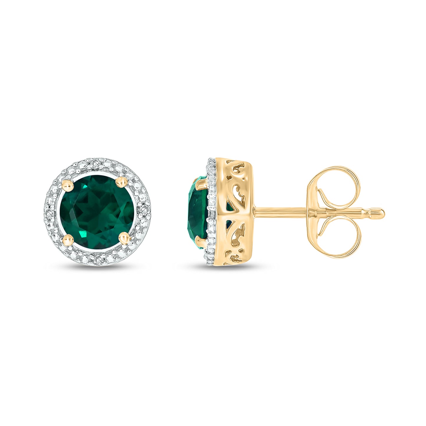 925 Sterling Silver Round Coloured Stone Diamond Earrings