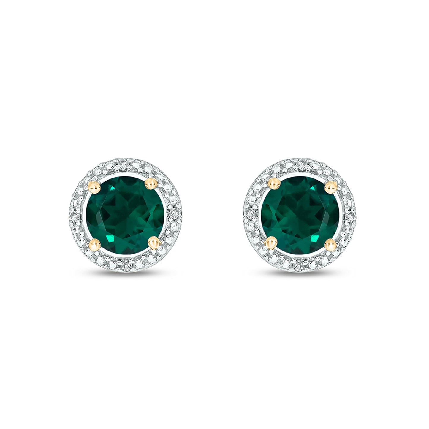 925 Sterling Silver Round Coloured Stone Diamond Earrings