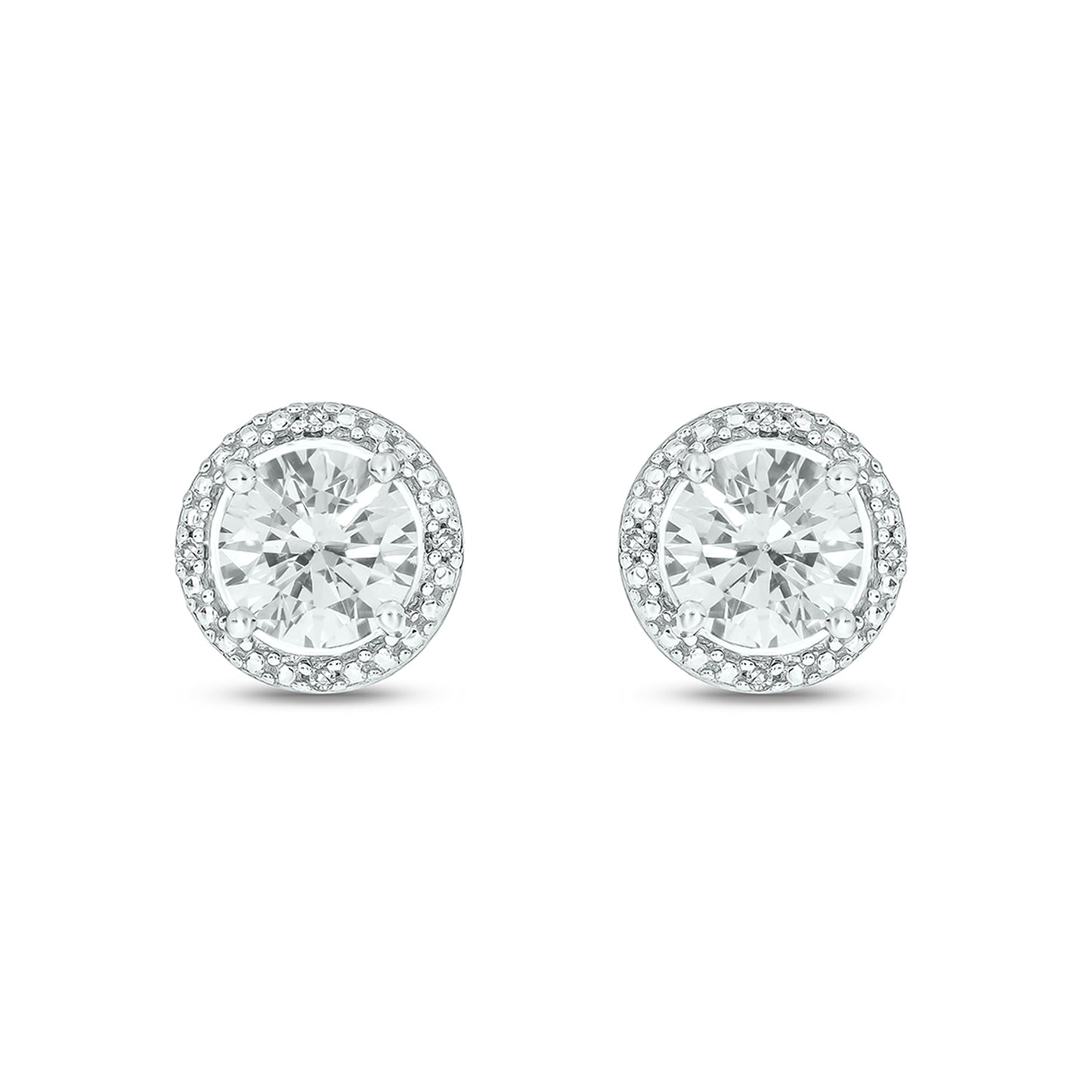 Round Coloured Stone Diamond Earrings in 925 Sterling Silver