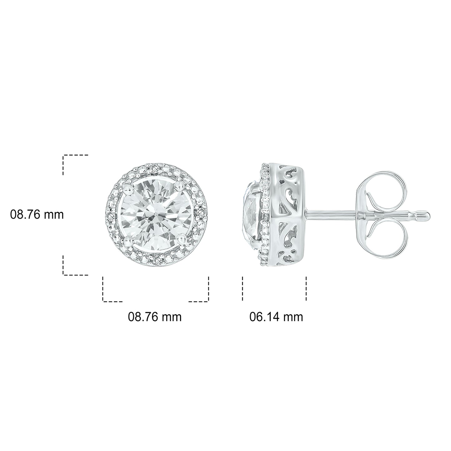 Round Coloured Stone Diamond Earrings in 925 Sterling Silver